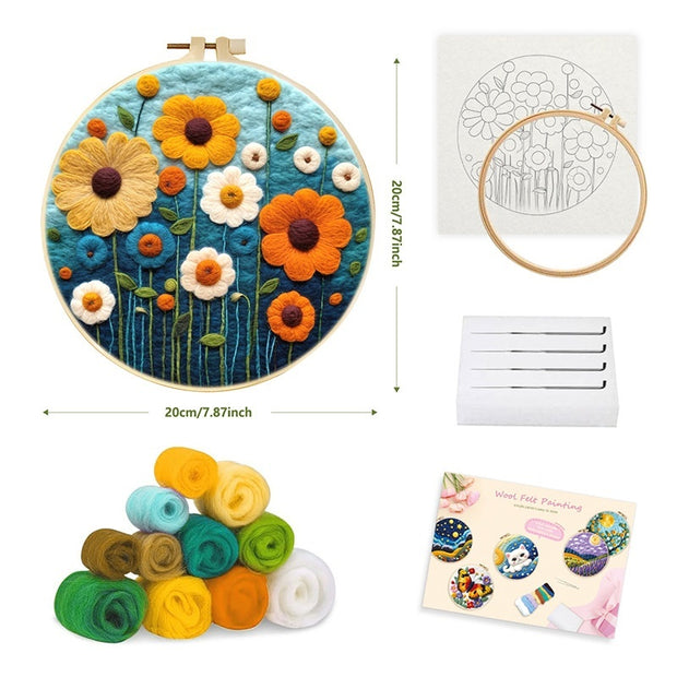 DIY wool felt kit with materials and tools