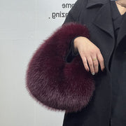 Burgundy fur bag accessory