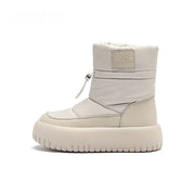 Beige retro snow boot with thick sole