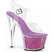 Clear platform pole dance shoe with purple glitter base