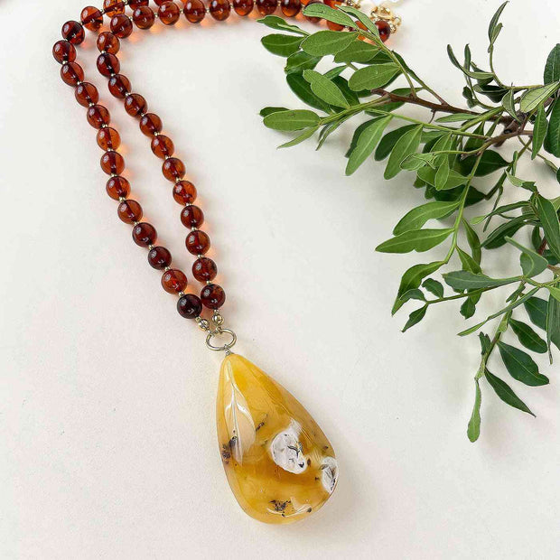 Amber Necklace Gold-Plated Silver 925 Dance of Light