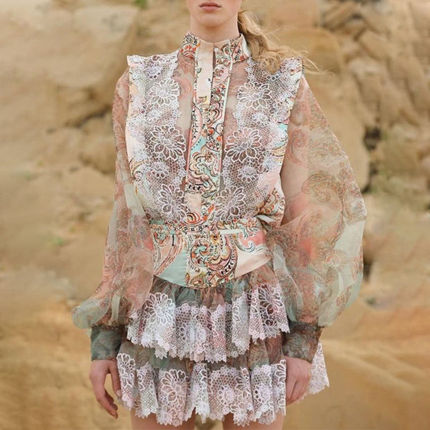 Chic Printed Skirt Suit