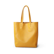 Yellow soft leather tote bag with soft handles