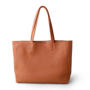 Brown soft leather large tote bag with soft handles