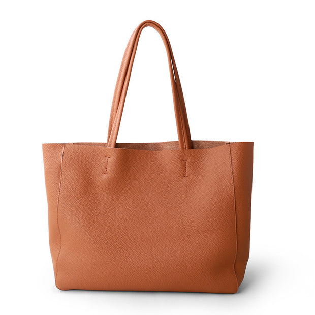 Brown soft leather large tote bag with soft handles