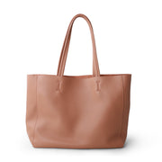 Pink soft leather large tote bag with soft handles