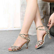 Leopard print high heel Latin dance shoes