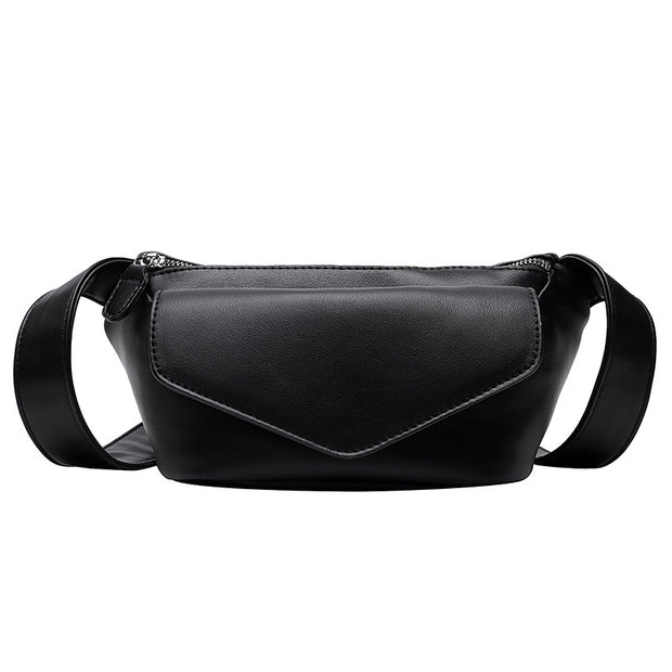 Black PU waist bag with sleek design