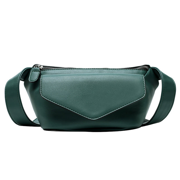 Green PU waist bag with magnetic buckle