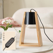 Japanese-style wood melting candle night light with a black shade and remote control, ideal for modern home decor.