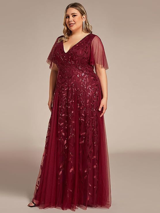 Women's Plus Size Bridesmaid Sequined Net Fishtail Dress