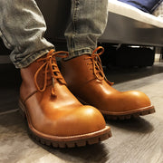 Short Genuine Leather Handmade Retro Boots