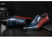 Oxford Genuine Leather Color Block Square Toe Shoes