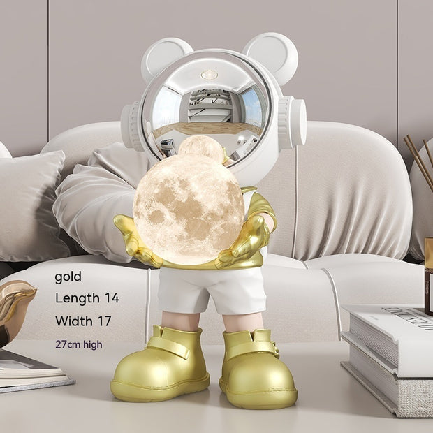 Gold astronaut bear with moon lamp dimensions