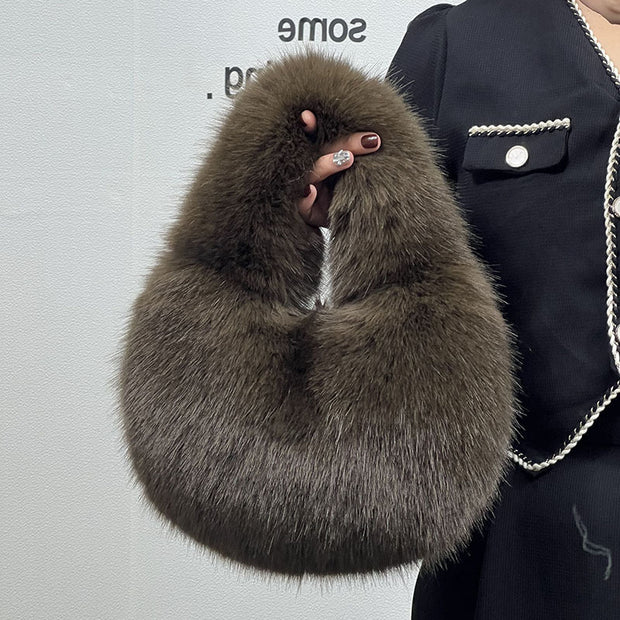 Rich brown fur bag accessory