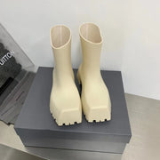 Square Toe Thick Sole Rain Boots