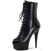 Matte black lace-up pole dance boots with high heels