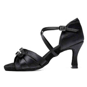 Black Latin dance shoe with high heel