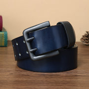 Genuine Leather Double Pin Buckle Belt