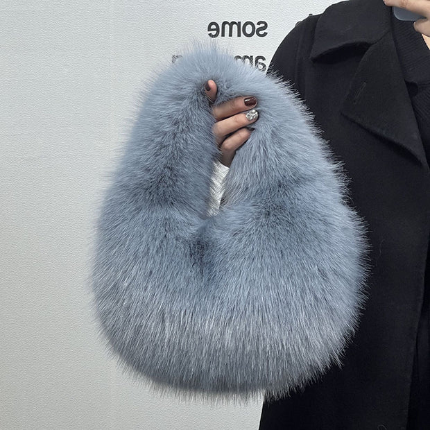 Chic blue fur bag accessory