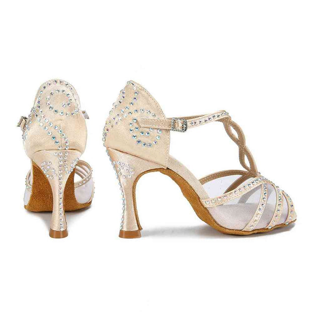 Rhinestone embellished Latin dance heels