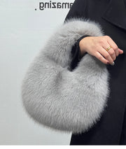 Sophisticated gray fur bag accessory