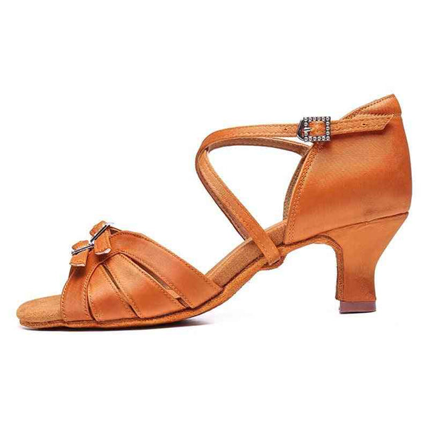 Brown Latin dance shoe with soft bottom