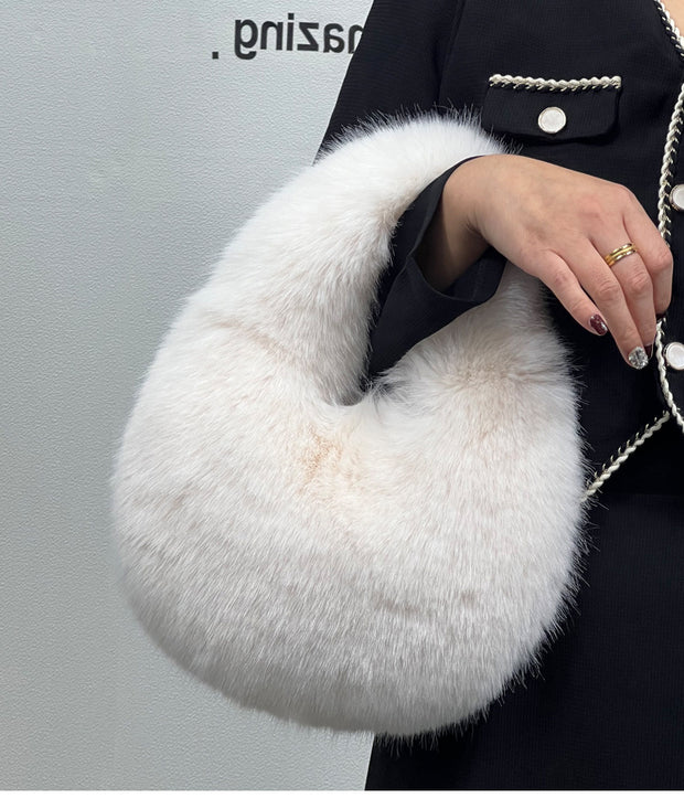 Luxurious white fur bag accessory