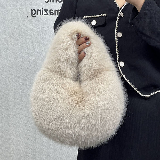 Beige fur bag accessory