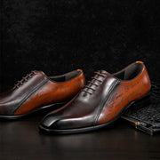 Oxford Genuine Leather Color Block Square Toe Shoes