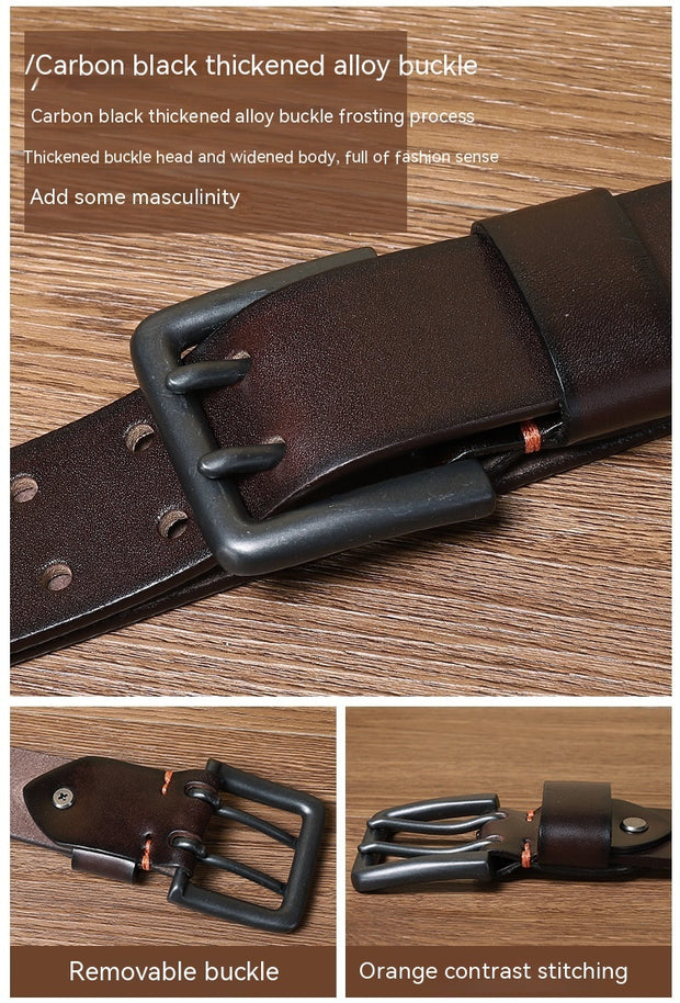 Genuine Leather Double Pin Buckle Belt