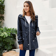 Women's Hooded Long Raincoat