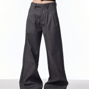 Wide Leg Double Pleated Suit Pants