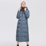 Long windproof puffer jacket in blue