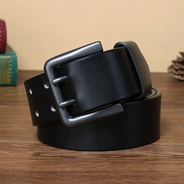 Genuine Leather Double Pin Buckle Belt