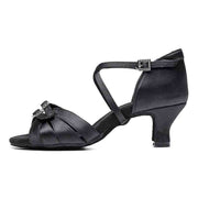 Black Latin dance shoe with adjustable strap