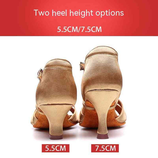 Two heel height options for Latin dance shoes