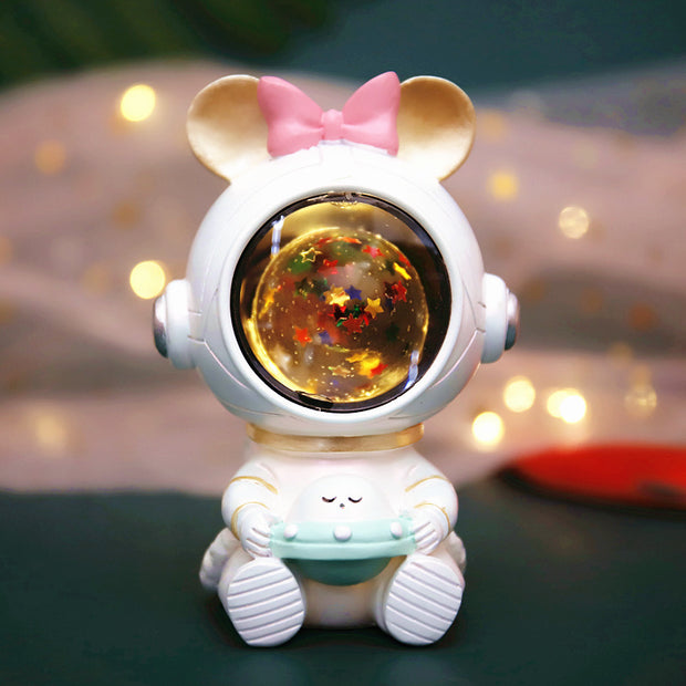 Children's star light with a mouse-themed design, pink bow, and glowing starry globe, perfect for a magical ambiance.