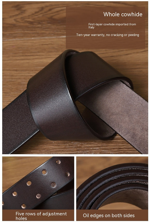 Genuine Leather Double Pin Buckle Belt