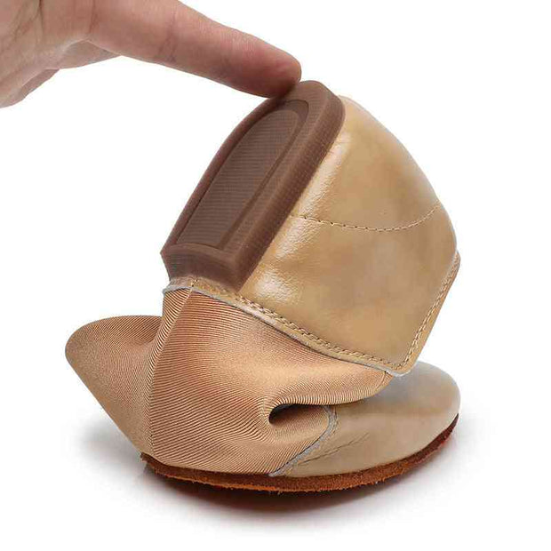 Flexible sole of beige leather dance shoe