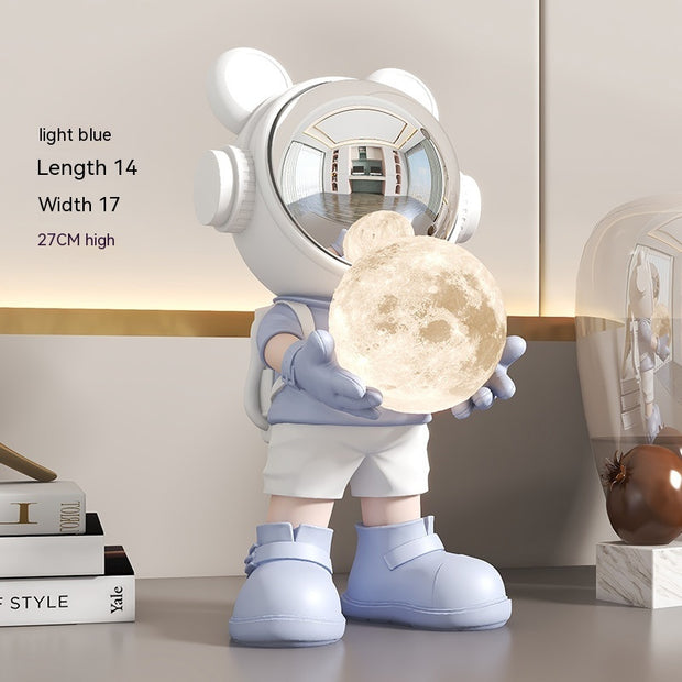 Light blue space bear with moon lamp dimensions