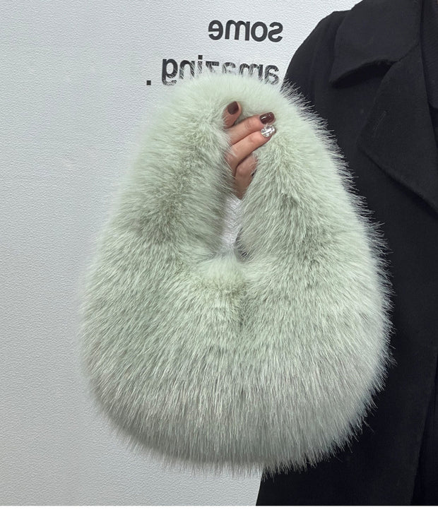 Mint green fur bag accessory