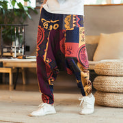 Plus Size Chinese Style Printed Casual Pants Men