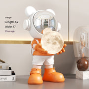 Orange space bear with moon lamp dimensions