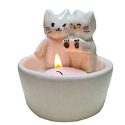 Resin Kitten-shaped Candlestick Ornaments Home Decor