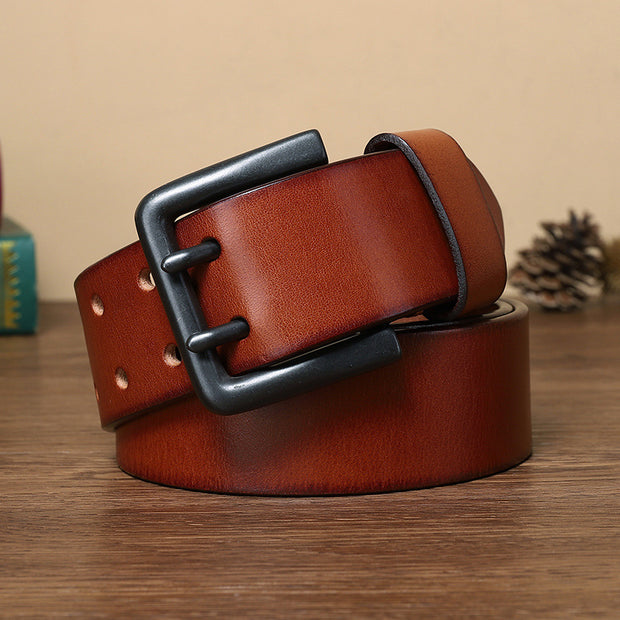 Genuine Leather Double Pin Buckle Belt