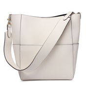 White leather bucket shoulder messenger bag