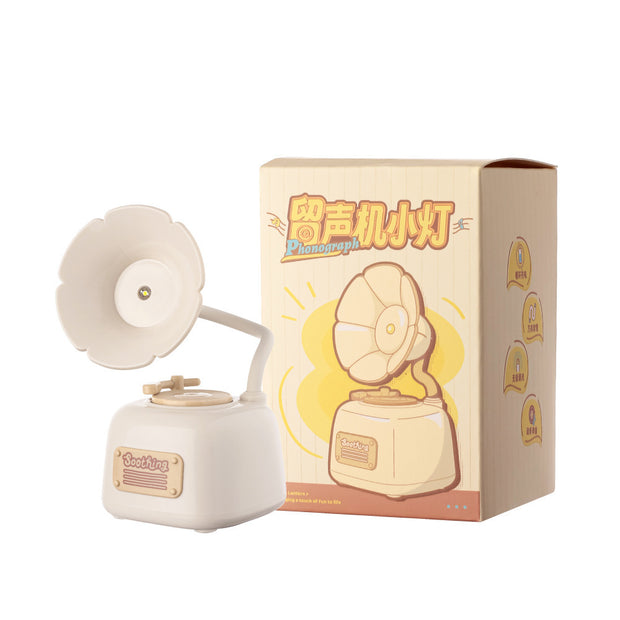 Phonograph lamp with packaging box displaying design