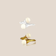 Amber Ring Swans, White Amber, Silver or Gold Plated Silver, One Size - Jo-Bolt-Store