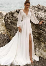 Backless Wedding Dress With High Split, Plus Size - Jo-Bolt-Store